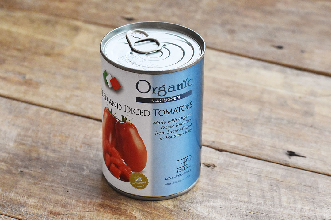 創健社さんの有機ダイストマト缶